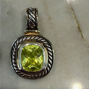Elegant Gold and Sterling Silver Pendant with Yellow Gemstone